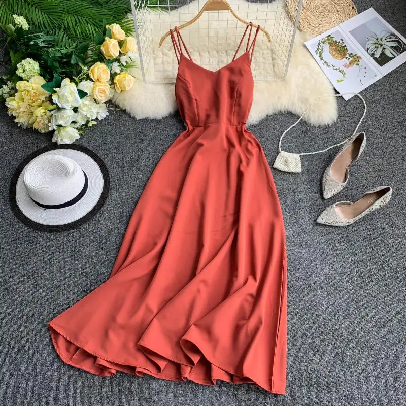 ZQLZ женское летнее пляжное платье 2021 Новинка Макси без Рукавов Черное Vestido Mujer