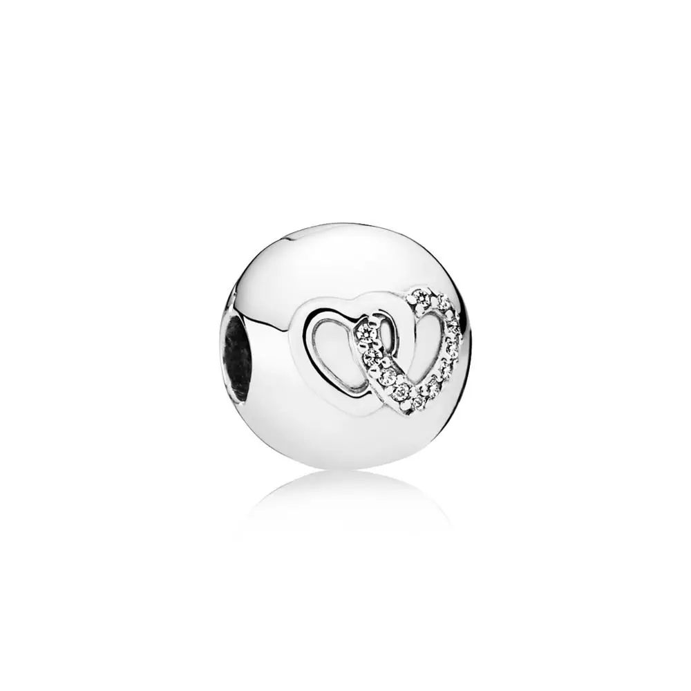 

6 Style Rose Gold White Gold Color Love Heart Stopper Clips 925 Beads Charms For Women Pandora Bracelets Jewelry