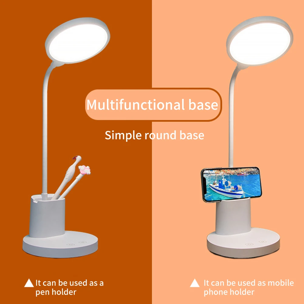

Dimmable Simple 3 Color Modes Adjudtable Gooseneck Home For Students Multifunctional Dorm Reading LED Desk Lamp Eye Protection