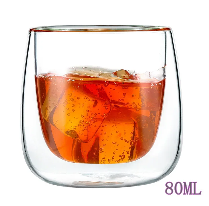 80ML-tumblers Эспрессо чай молоко чашка двойной прозрачный стекло теплоизоляция питьевые бокалы вино виски пиво коктейль бокал для вина - Цвет: 80ML-tumblers