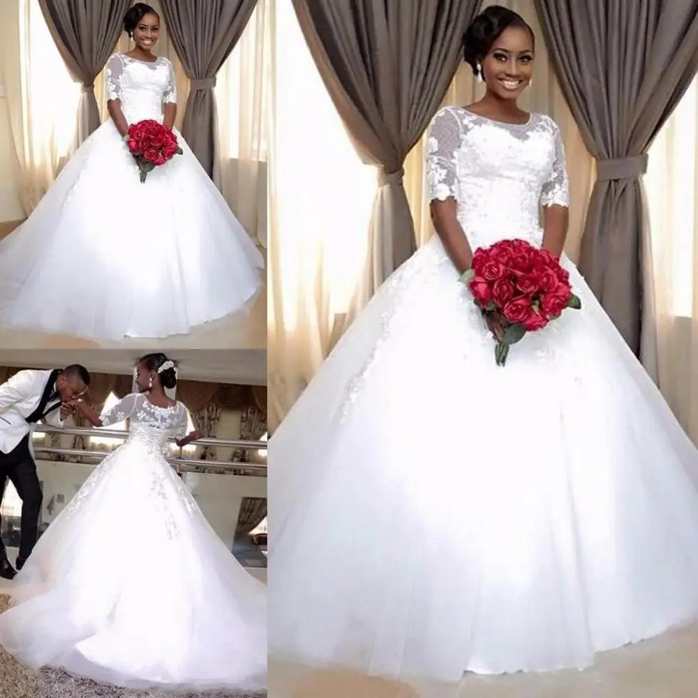 

2021 Ball Gown Wedding Dress 3D Floral Appliques Sweep Train Gorgeous Design Bridal Gowns For Castle Wedding Custom Made