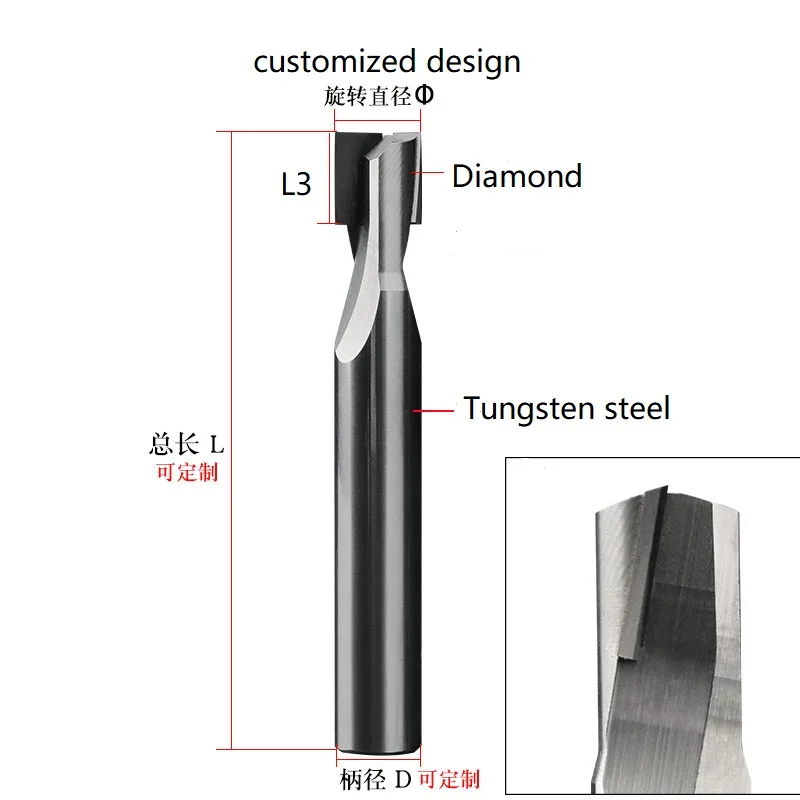 

Livter Diamond aluminum milling cutter 4mm 6mm Shank PCD Two Flutes Straight Router Bits carbide end mill tools