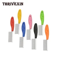 pet combs dog cat comb tool with rounded ends steel teeth non slip grip handle for removing tangles knots grooming tool