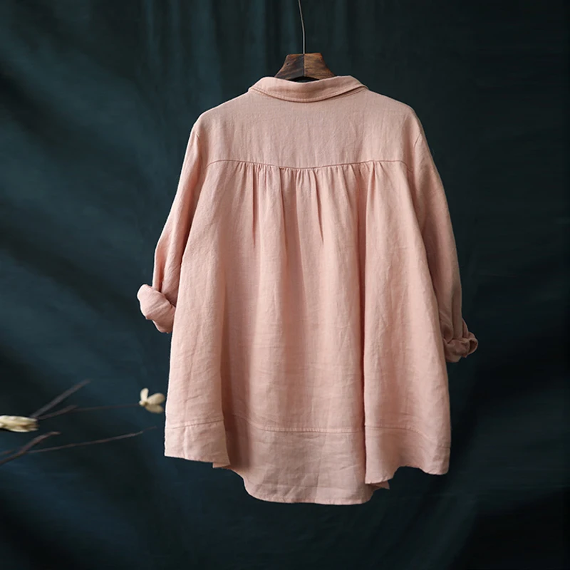 Johnature женские блузки рубашки для отдыха на пуговицах с отложным воротником