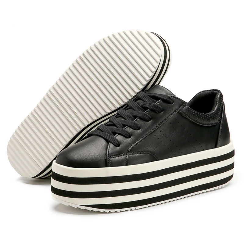 Женская Повседневная обувь зимние кожаные ботинки на рифленой платформе