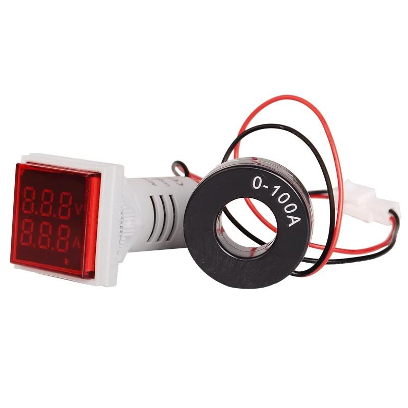 

AC60-500V 1-100A Square LED Digital Voltmeter Ammeter Signal Lights Volt Voltage Current Combo Meter Indicator Tester Measuring
