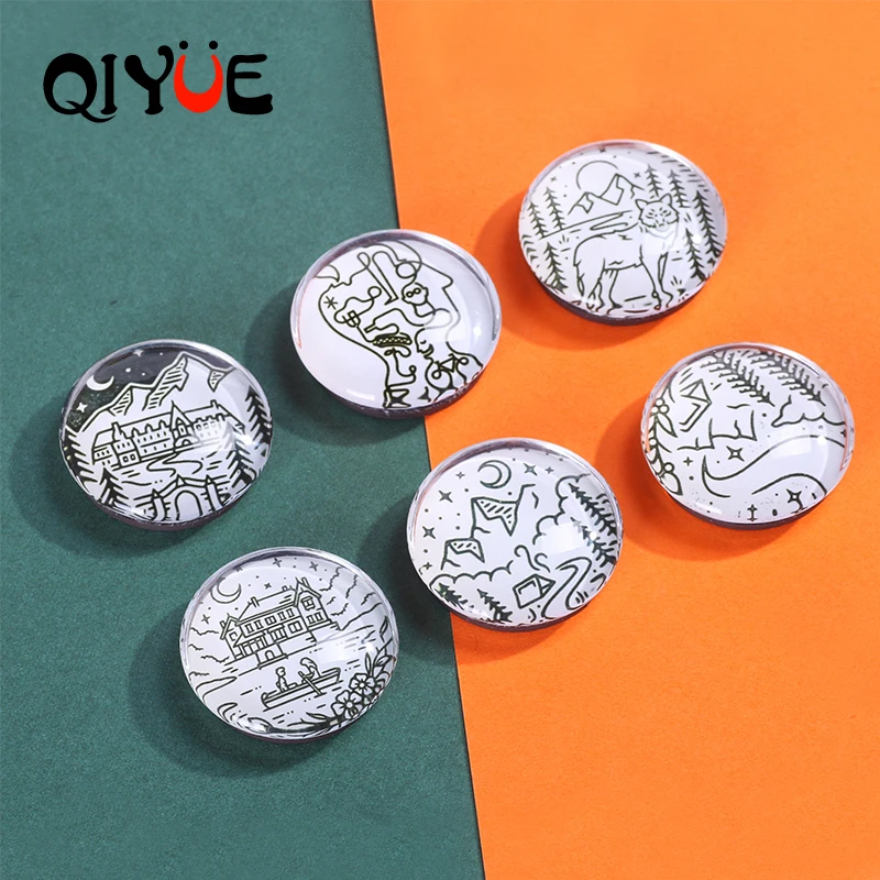 QIYUE простая черно белая линия для рисования магнитное стекло холодильника