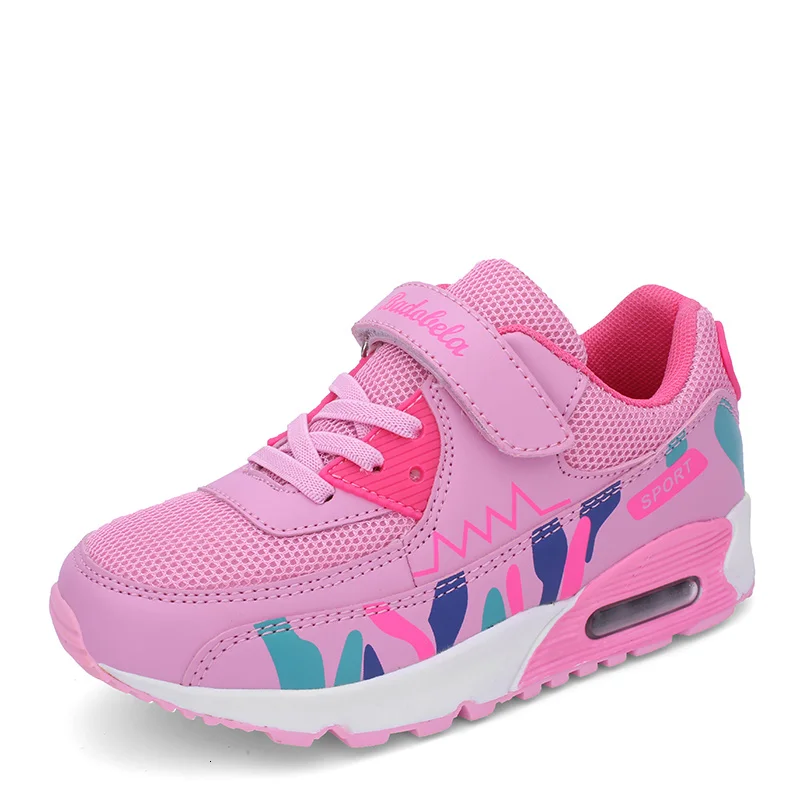 Air Cushion Kids Sport Shoes Girls Breathable Mesh Velcro Sneakers Teenager Gym Trainers Outdoor Casual Shoe Non-slipTennis | Детская