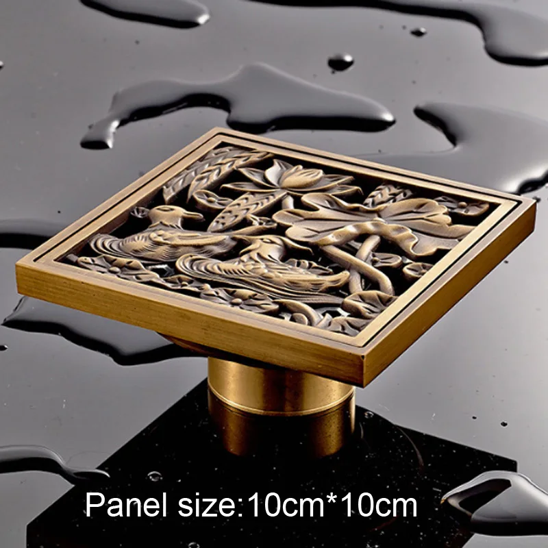 Стоки для пола в европейском ретро стиле квадратные 10 см античная латунь защита