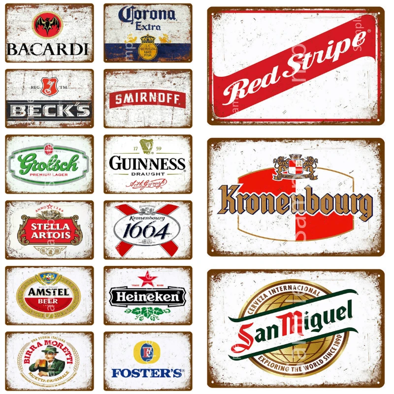 

Beer Whiskey Brand Tin Sign Shabby Vintage Metal Wall Signs Decor Craft Bar Pub Cafe Art Plate Poster Tin Board Painting Plaques