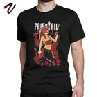 Футболка Erza с аниме Сказочный хвост для мужчин, хлопковая рубашка в японском стиле с рисунком аниме, с круглым вырезом и коротким рукавом