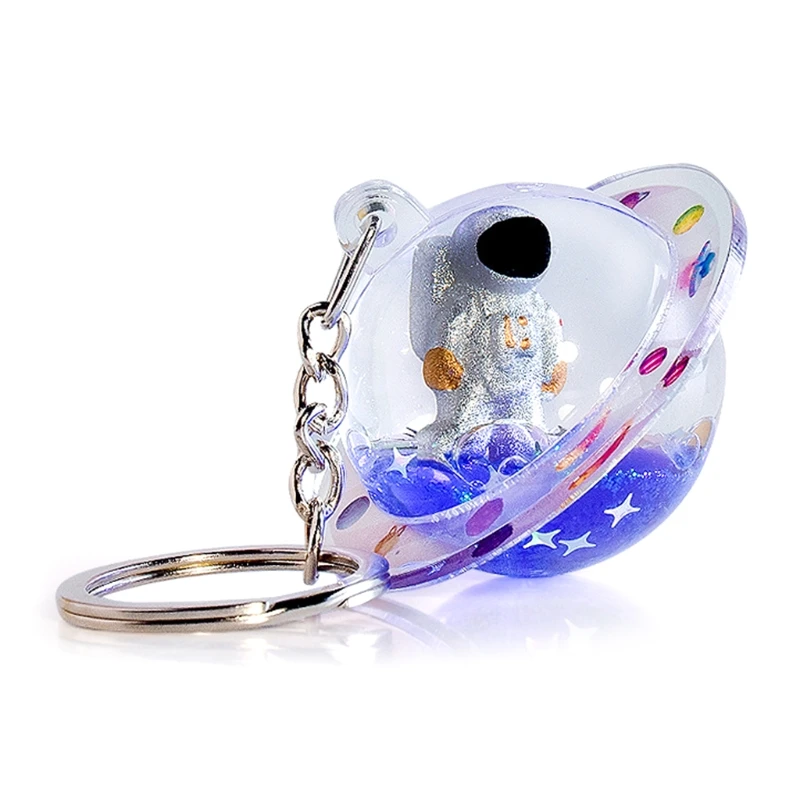 

1 Pc Mini Cute Universe Planet Astronaut Liquid Quicksand Pendant Astronaut Keychain Key Ring Purse Charms Pendants