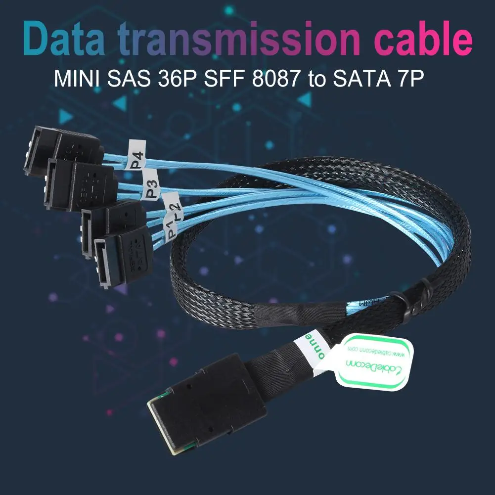 MINI SAS кабель 36P SFF 8087 до 4 SATA 7P 0 5 м 12 Гбит/с передача данных для жесткого