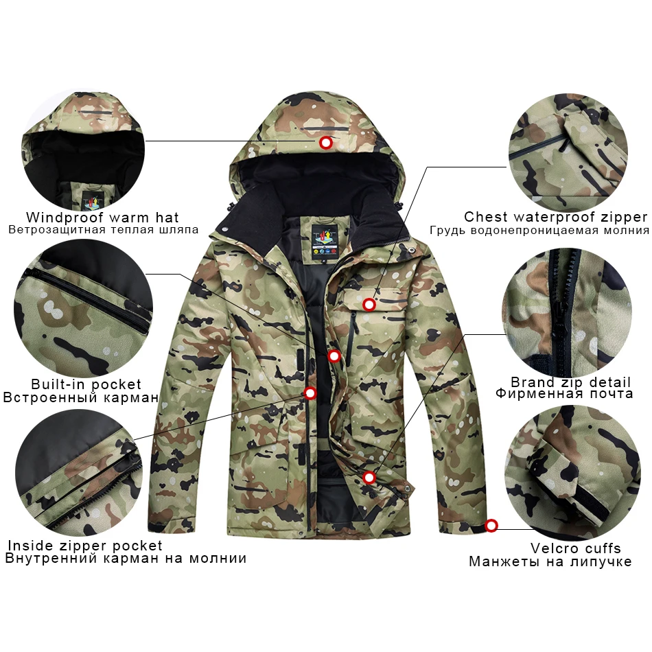 

40 degrees Professional Ski Suit Men Wterproof Snowboard Snow Jacket and Pants Winter Outdoor Sports Thermal Skiing Clothing
