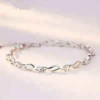 925 silver fashion crystal love bracelet womens hand accessories simple female students creative bracelet jewelry wholesale