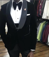 new popular one button black velvet wedding groom tuxedos shawl lapel groomsmen men formal prom suits jacketpantsvesttie