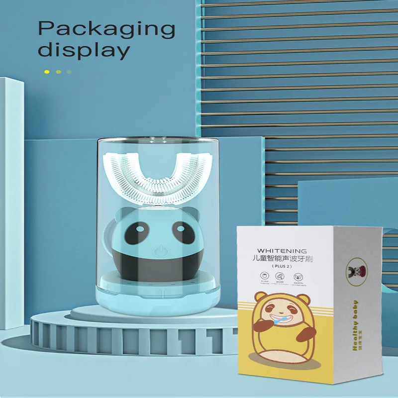 

New Hot Children Electric Toothbrush 360 Degrees Automatic Sonic Electric Toothbrush U Type 3 Modes Tooth Whitening Blue Light