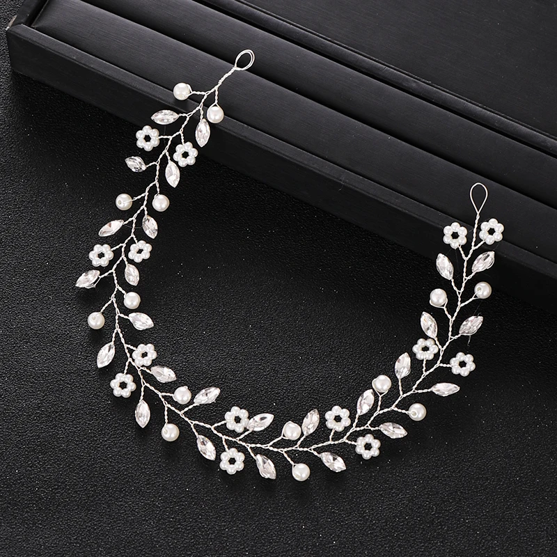 Ручная работа серебряный цвет кристалл жемчуг свадебные ободки свадебный