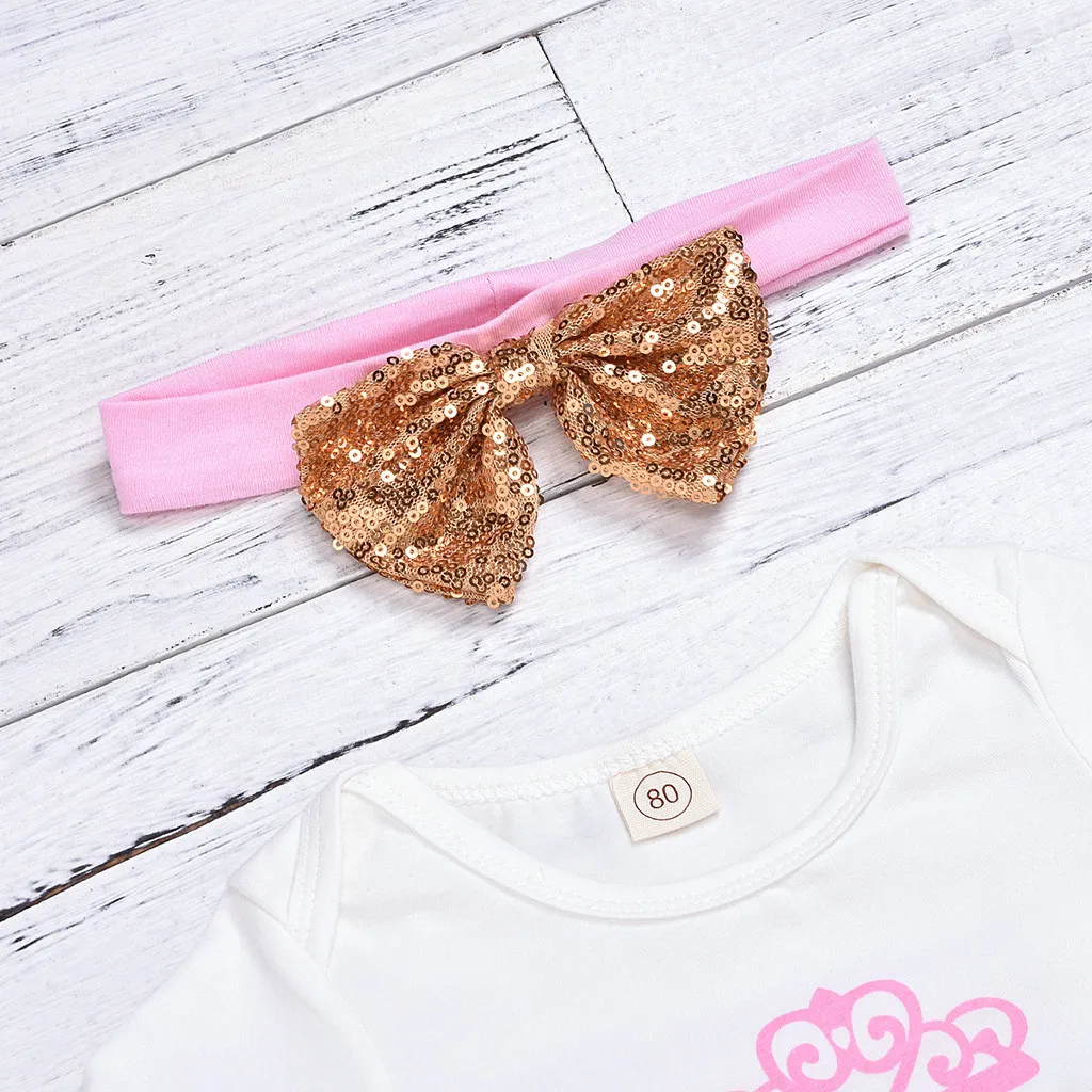 Одежда для маленьких девочек новорожденных с круглым вырезом и короткими