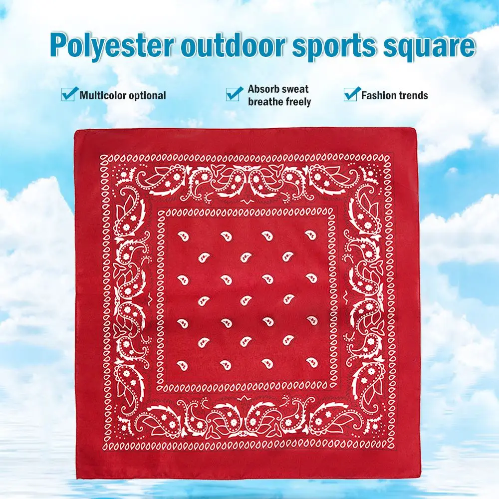 

2020 Fashion Hip Hop Polyester Bandana Square Scarf 55*55cm Black Red Paisley Headband Printed For Women/Men