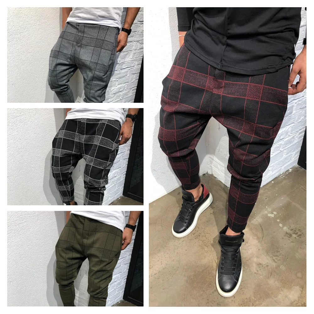 Hombres облегающие 2019 hombres Chino pantalones sóper cómodos elaticos para disegno a cuadros rayas lat |