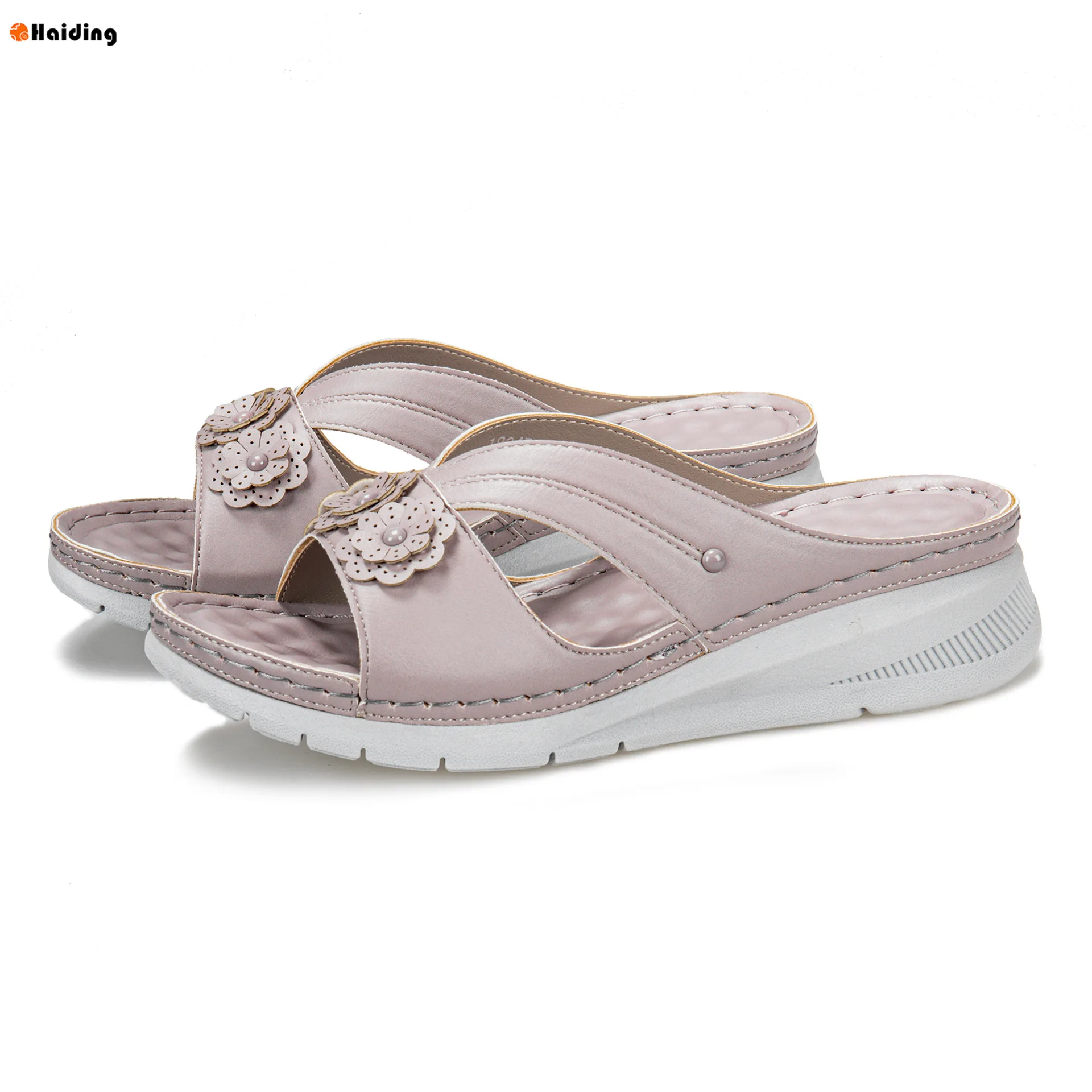 

Женские туфли на танкетке, Повседневная Уличная одежда с цветами, тапочки в европейском и американском стиле, лето 2021