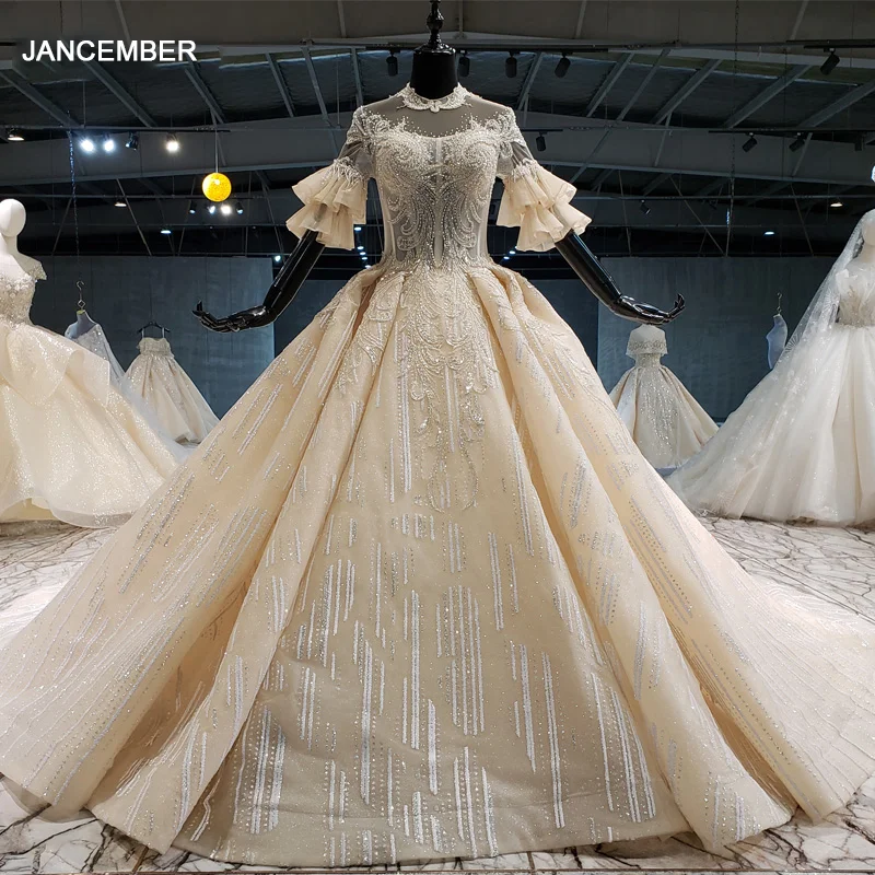 HTL1072 hot selling wedding dress flare sleeve lace bridal gowns tiktok European and American style princess robe de mariee 2020 | Свадьбы и