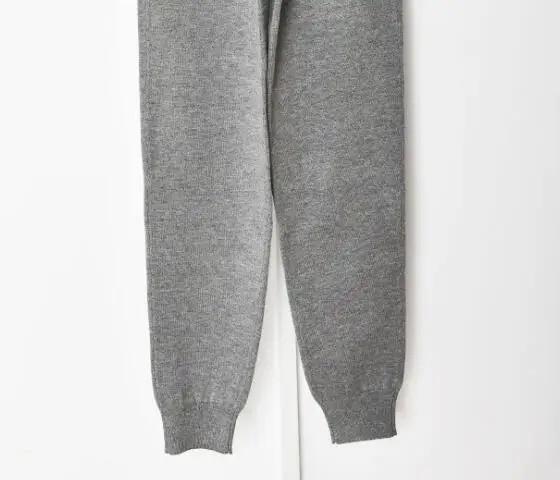 

2021 Spring and Summer New Women Pants Simple Casual Pure Color Elastic Waist Drawstring Knitted Trousers Women