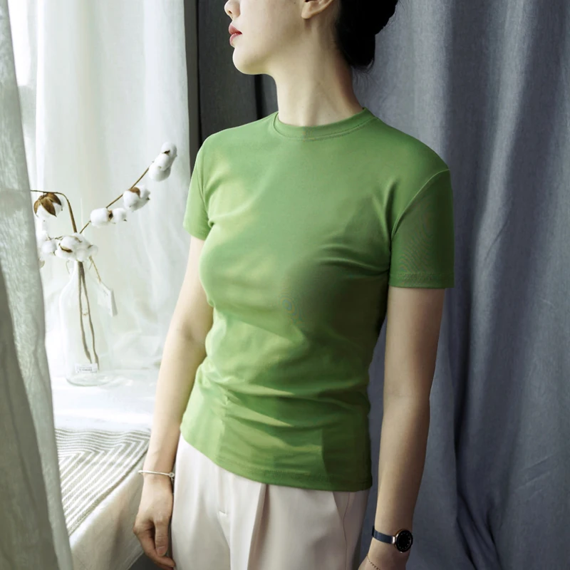 

Summer Casual Slim Short Sleeve Female Brand Solid color cotton Short Sleeve T shirt Women's T-Shirt Top Black T-Shirts Women