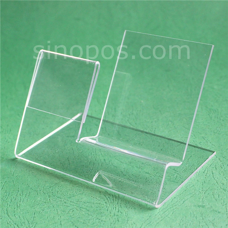 Акриловая подставка для сотового телефона с держателем бирки прозрачная полка