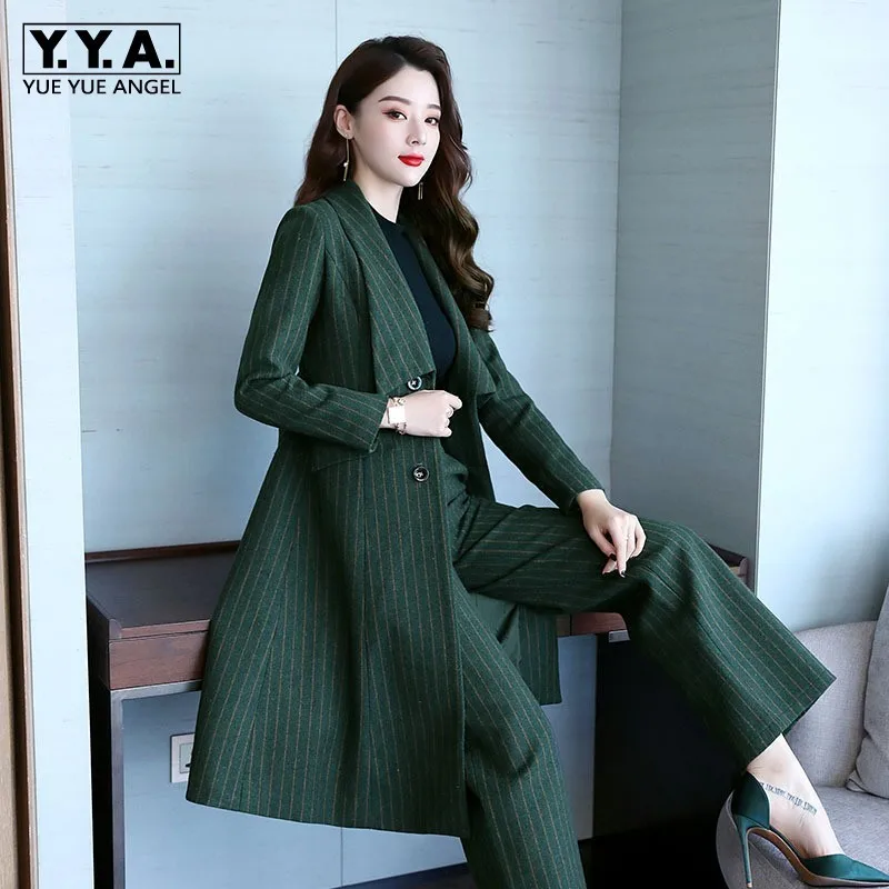 Женский комплект из двух частей: полосатые широкие брюки осень 2020 корейская мода