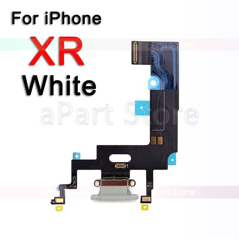 Нижняя док-станция для зарядки для iPhone Xs Max X XR 7 8 Plus USB зарядное устройство Порт платы док-станция разъем микрофон гибкий кабель Замена - Цвет: For iPhone XR White