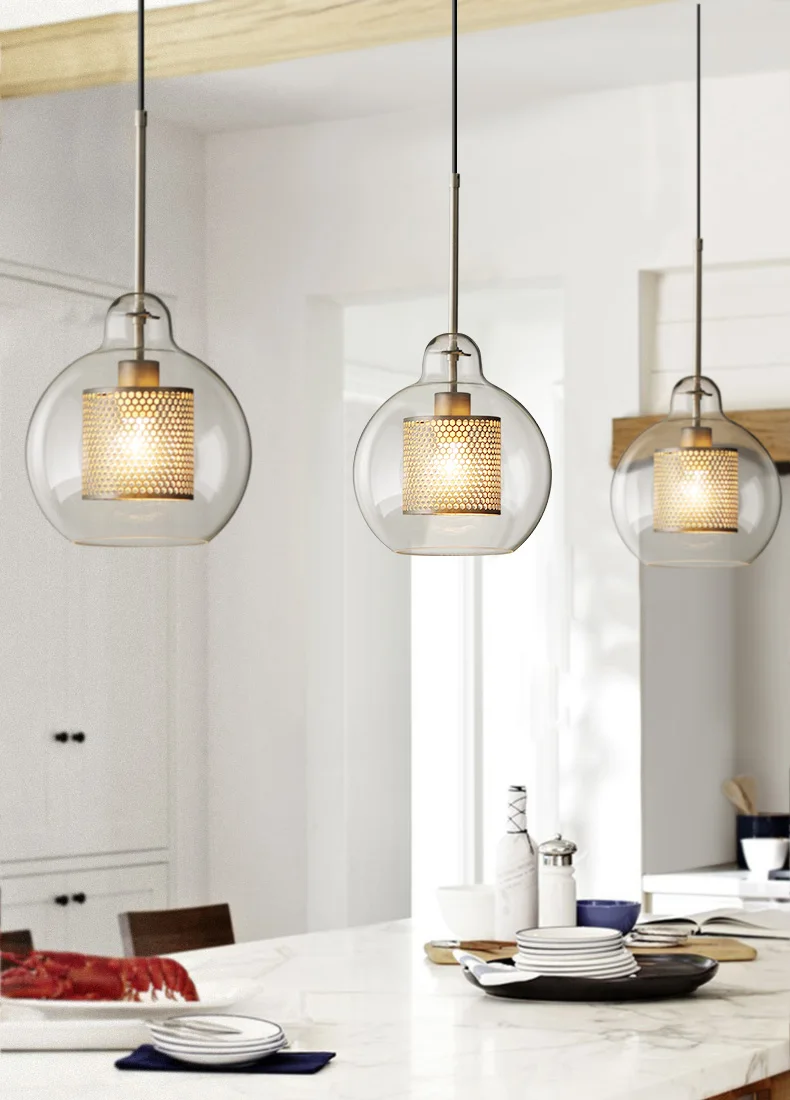 Lustra lampa скандинавские современные подвесные светильники Лофт Led стеклянный шар