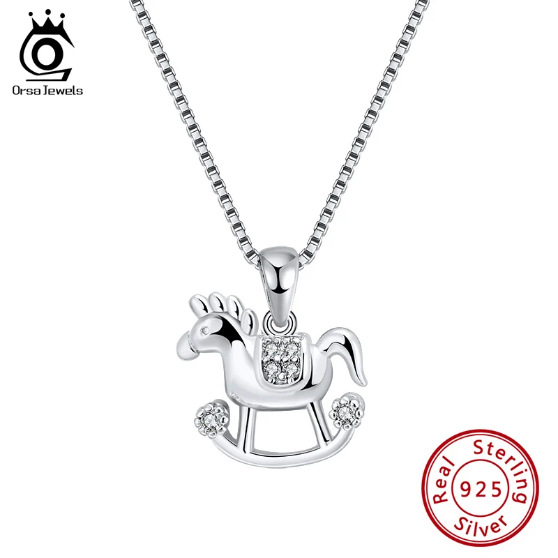 ORSA JEWELS S925 подвеска в форме карусели детский кулон с Каруселью с прозрачным AAAA Цирконом уникальные Простые Ювелирные изделия SN179
