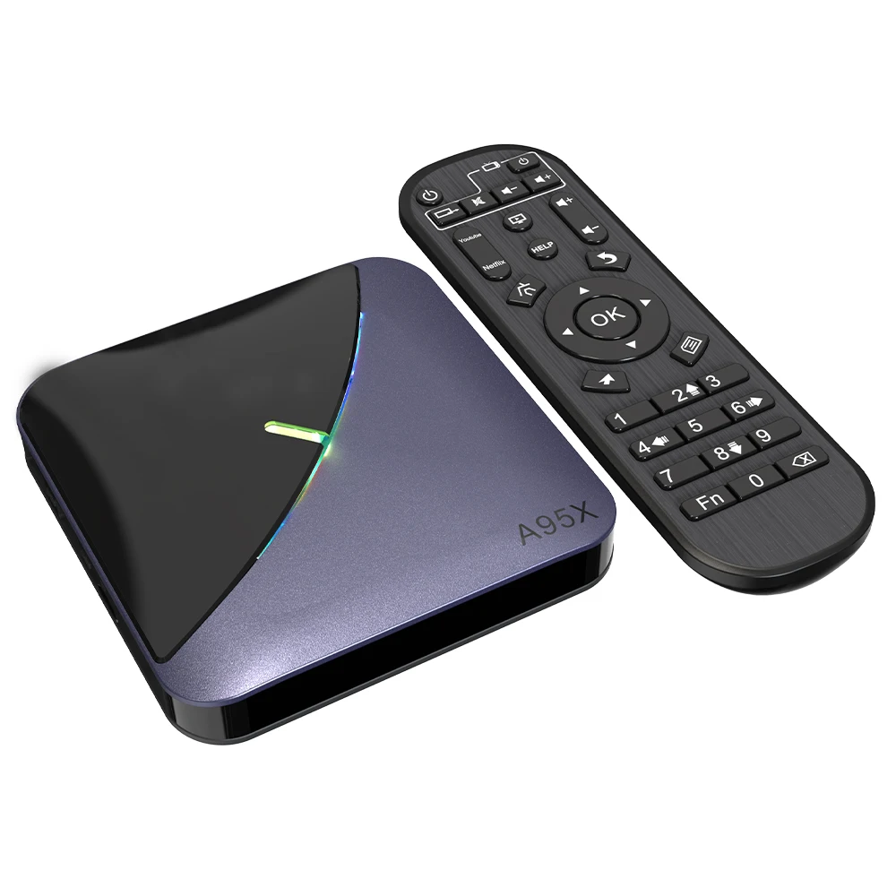 ТВ приставка A95X F3 RGB светильник на базе Android 9 0 Amlogic S905X3 4 ГБ 64 32 8K 60 кадров/с 2 4G/5G Wi Fi