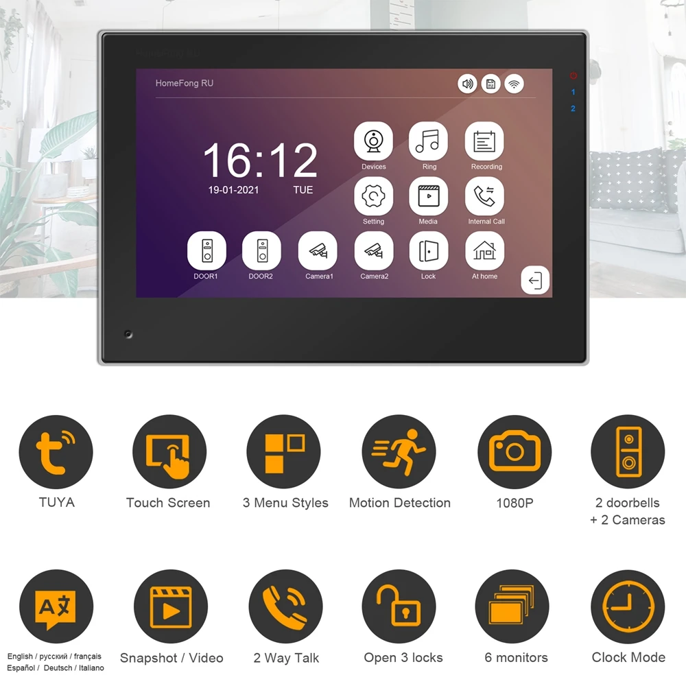 TUYA Smart WI FI видео домофон Системы домашнего 1080P дверной звонок Камера отпечатков