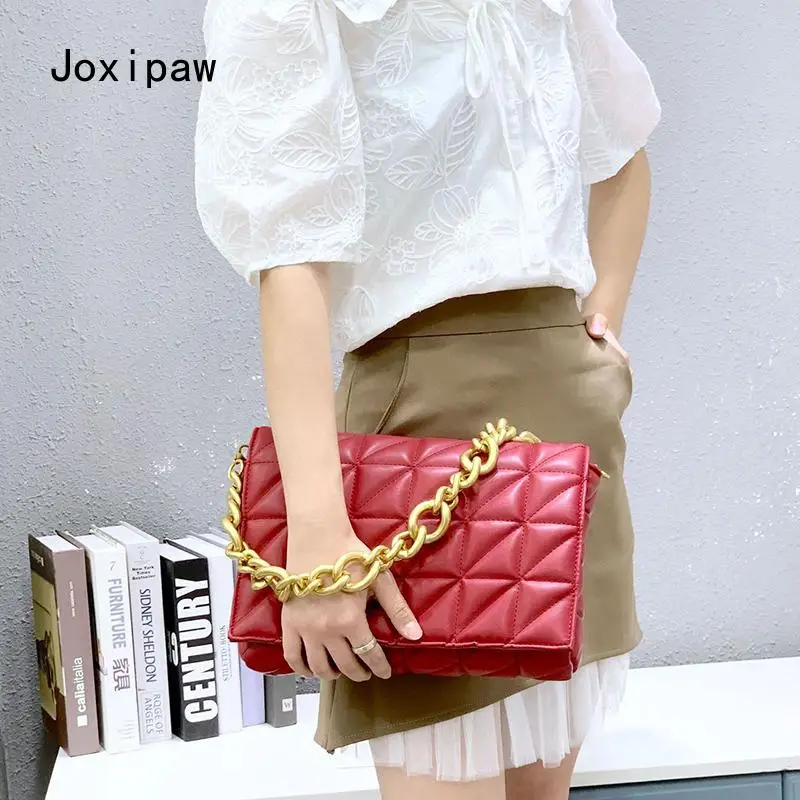 

Fashion Lingge Shoulder Bag Women Pu Leather Flap Messenger Handbag Luxury Chains Crossbody Bag Designer Lady Clutch