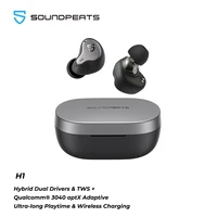 soundpeats h1 hybrid dual driver tws earphone bluetooth 5 2 apt x qcc3040 hifi sound wireless charging earbuds 40hrs playtime
