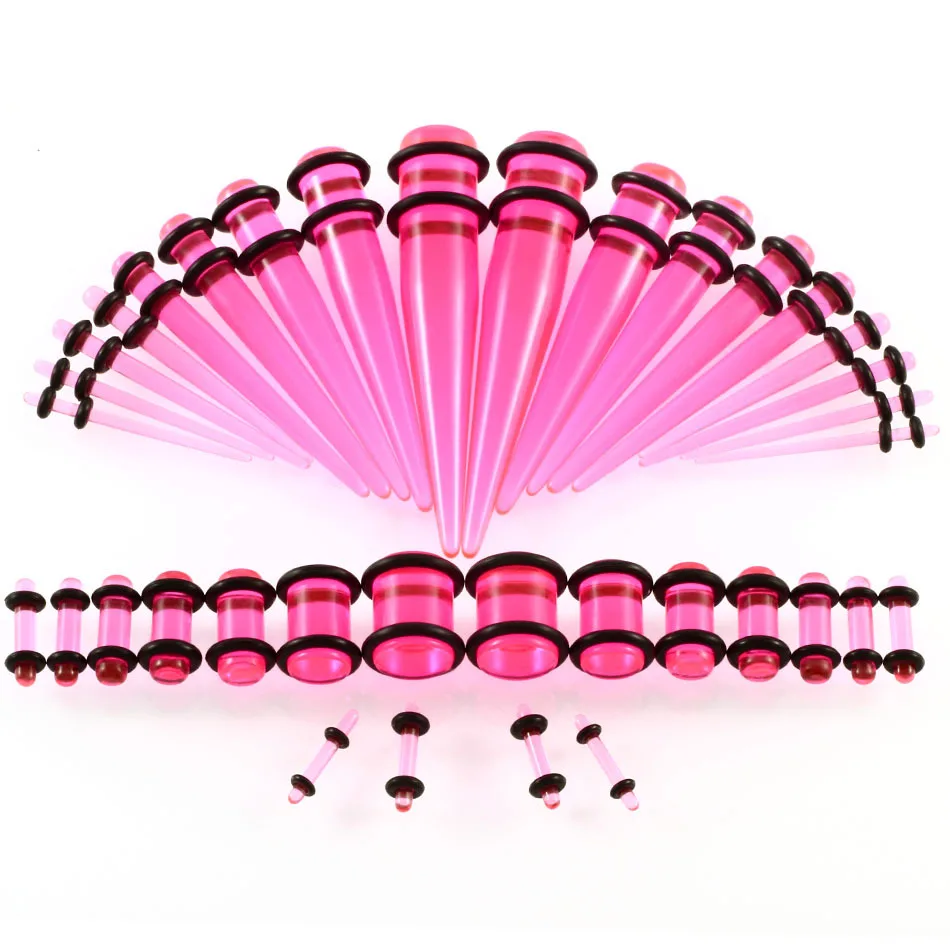 Color15 UOTOP 36PCS Ear Stretching Kit 14G-00G Acrylic Tapers and Plugs Silicone Tunnels Ear Gauges Expander Set Body Piercing Jewelry - Окраска металла: Color15