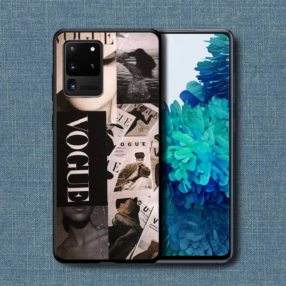 

VOGUE Lady's Girl Journey Hoesjes Phone Case For Samsung Galaxy Note S 8 9 10 20 Plus E Lite Uitra black Bumper Trend Etui Soft