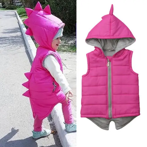 

Pudcoco US Stock Winter Warm Baby Girl Fall Clothes Cotton-padded Dinosaur Hooded Jacket Waistcoat Vest Coat Outwear Clothes