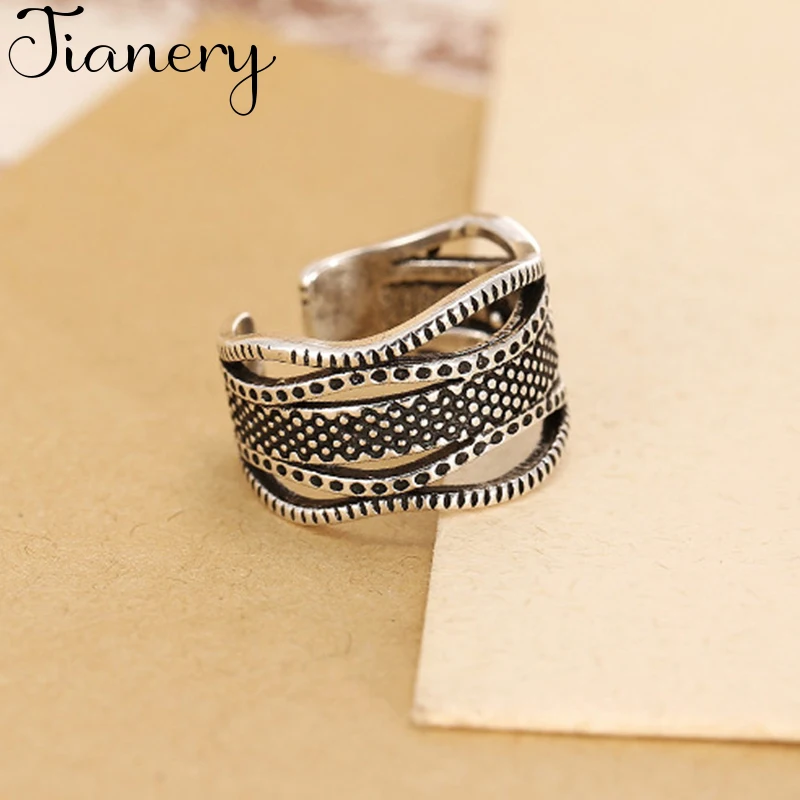JIANERY винтажные Многослойные кольца серебристого цвета регулируемые ручной