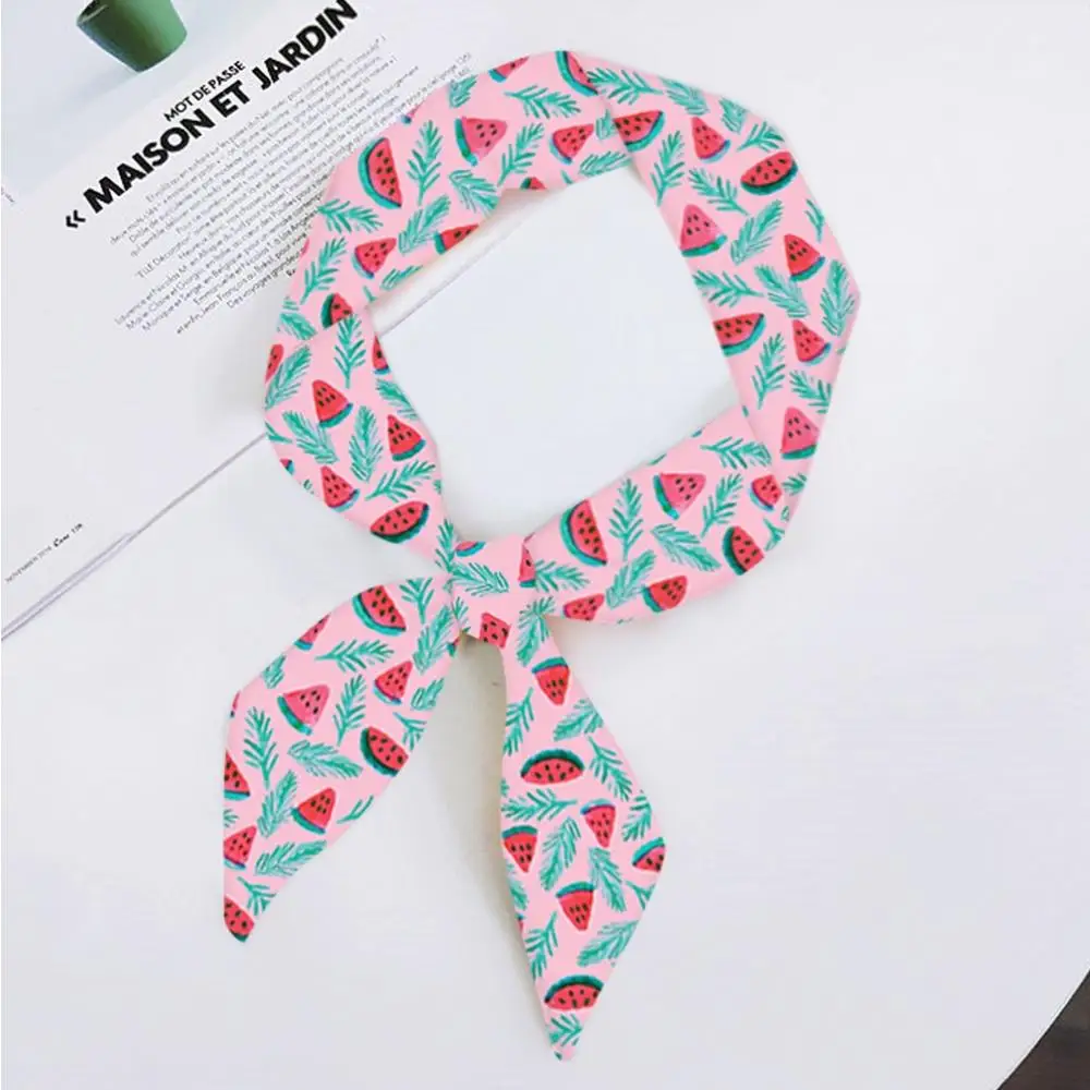 

New Women's Scarf Ladies Floral Print Ribbon Hair Band Fashion Handbag Scarf Elegant Neckerchief Small Neck Scarves