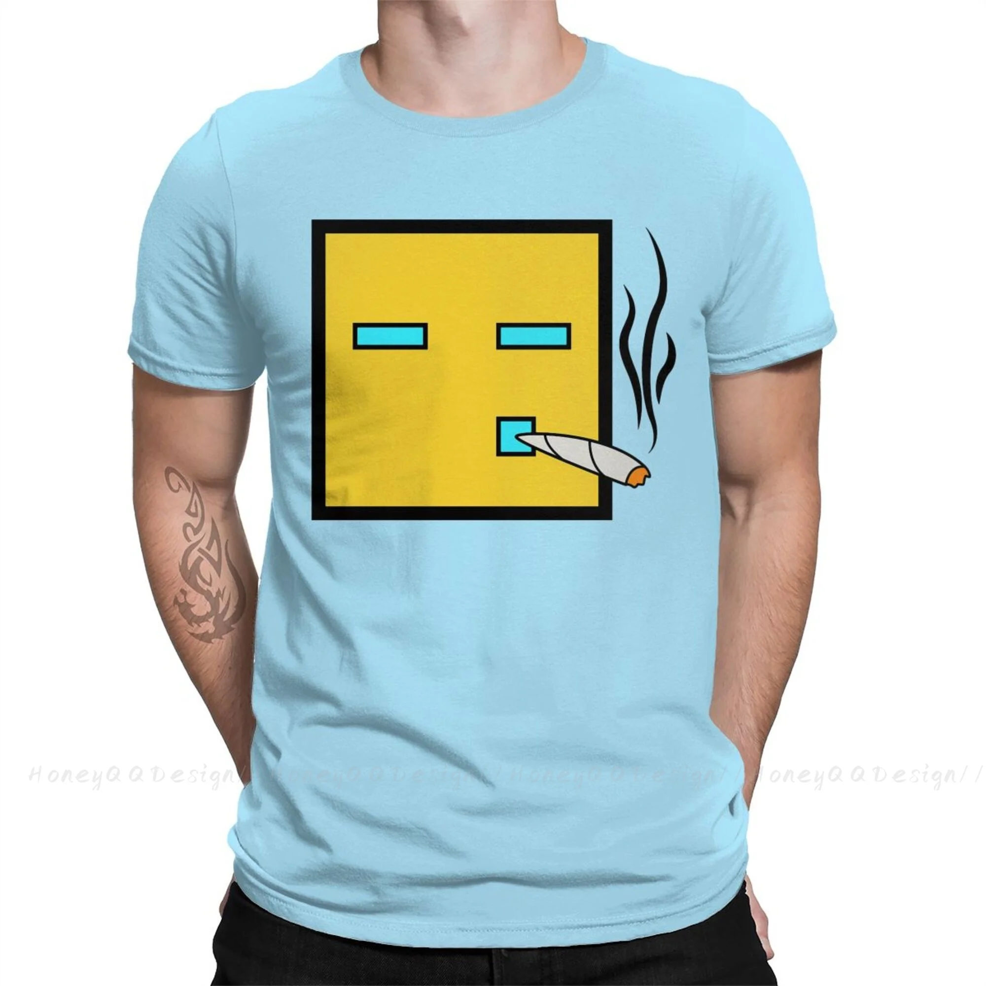 

Geometry dash Print Cotton Shirt Hombre Chillin Classic Men Fashion Streetwear Adult T Shirt O neck