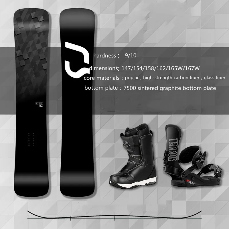 

147W Сноуборд костюм взрослые мужские лыжные принадлежности для начинающих. Доска для сноуборда зимних видов спорта