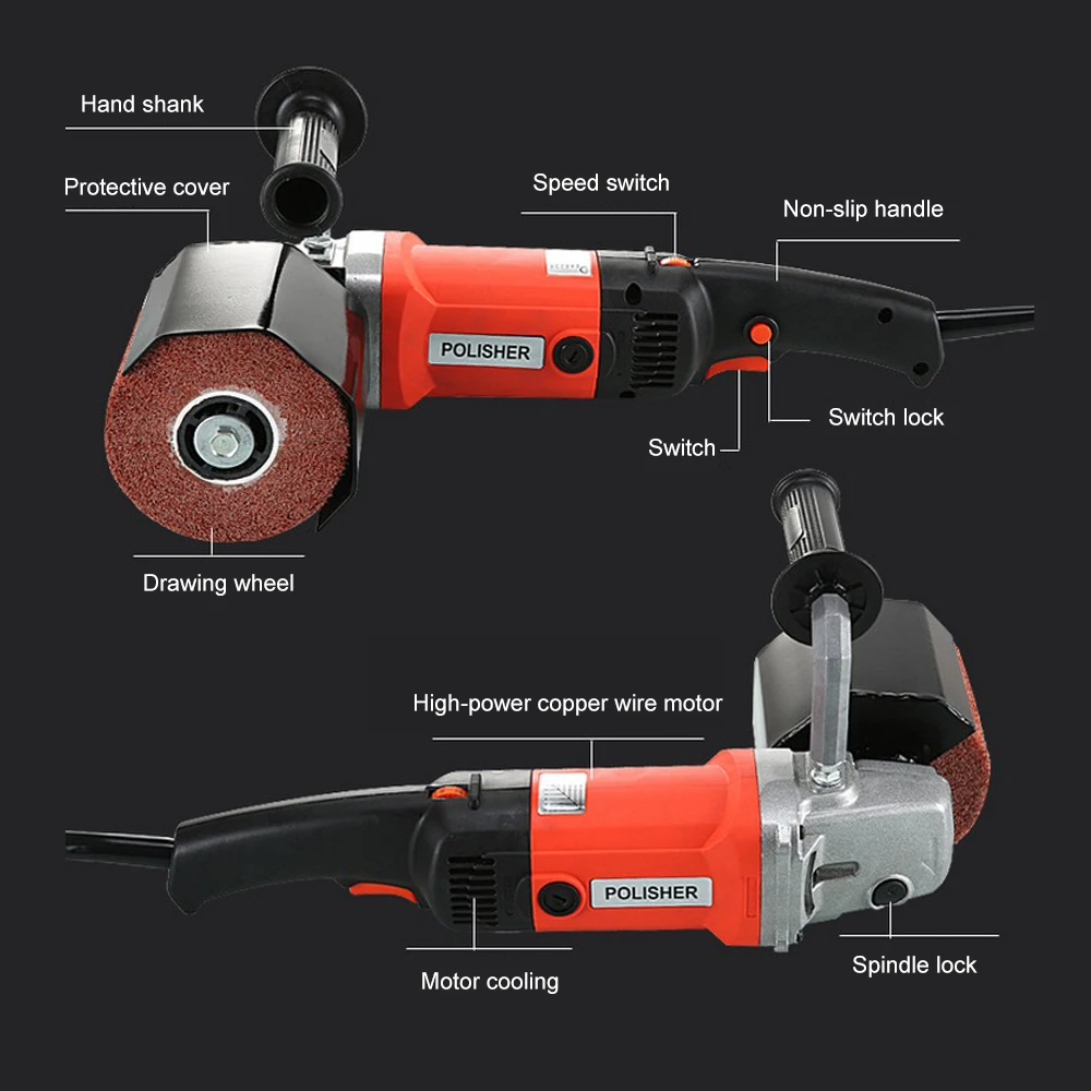 220V 1400W Полировка машины переносной полировщик электрический шлифовальный станок