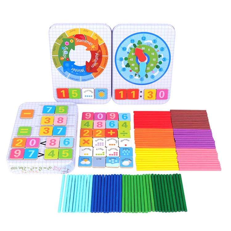 Child Wooden Math Number Stick Magnetic Mathematics Puzzle Baby Children Early Learning Counting Educational Toy with Box kids g | Игрушки и