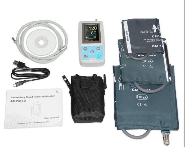 3cuff FDA US ABPM50 24 часа педиатрический осциллограф монитор, холтеровский ABPM Холтер BP монитор с программным обеспечением contec - Цвет: 3cuff