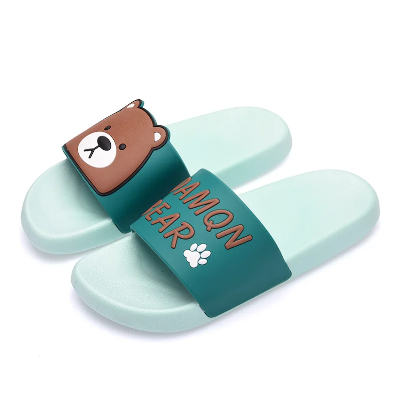 green bear Женские тапочки с рисунком фруктов; домашние тапочки с арбузом и бананом; летние сандалии; женская обувь; Вьетнамки; Sandalias Mujer - Цвет: green bear
