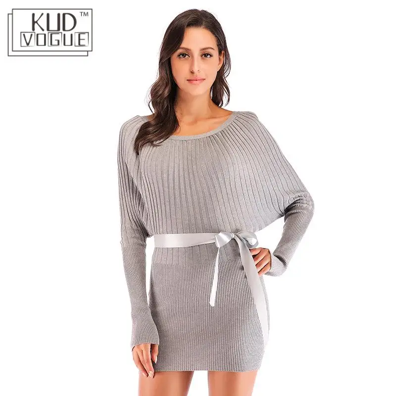 Женский Теплый Зимний вязаный мини свитер женское платье корейский пуловер